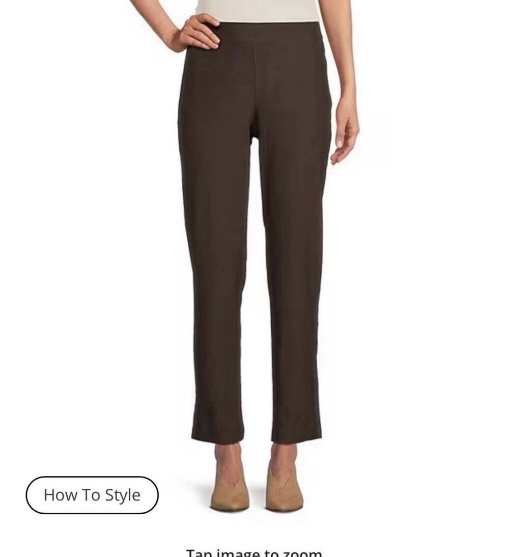 Eileen Fisher Pants 1X Chocolate Brown Straight Leg Stretch Minimalist Workwear